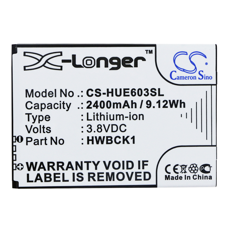 Battery for Huawei 601HW,603HW P/N: HWBCK1 2400mAh / 9.12Wh