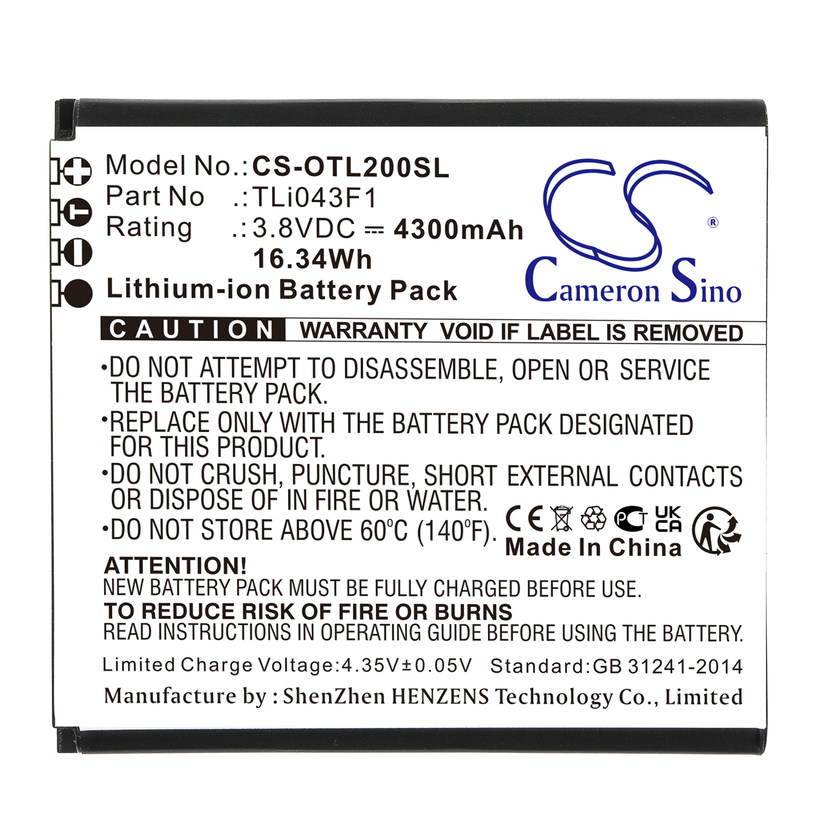 Battery for TCL MW513U 4300mAh / 16.34Wh